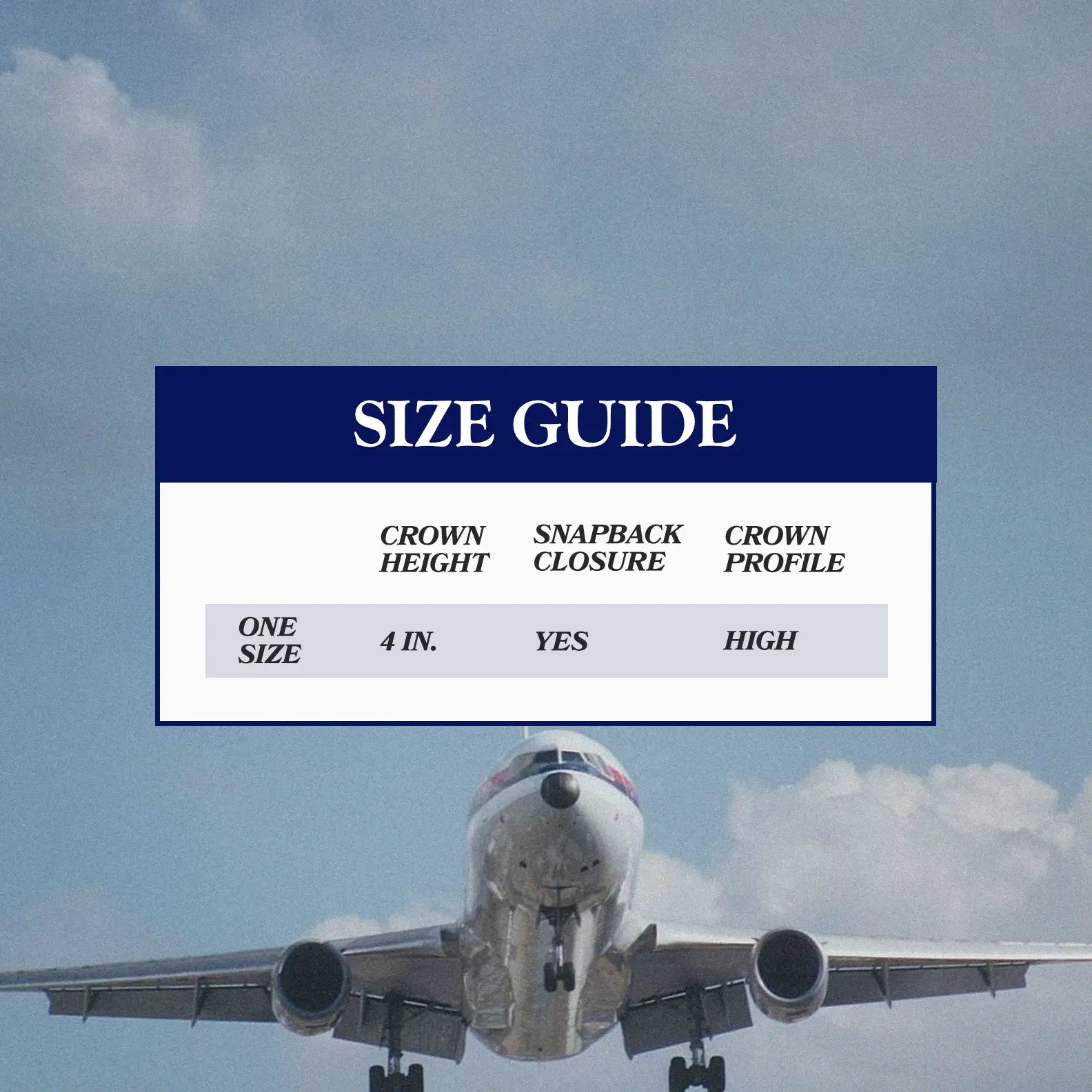 Size guide for The DC-10 Cap — Golden Wing Club