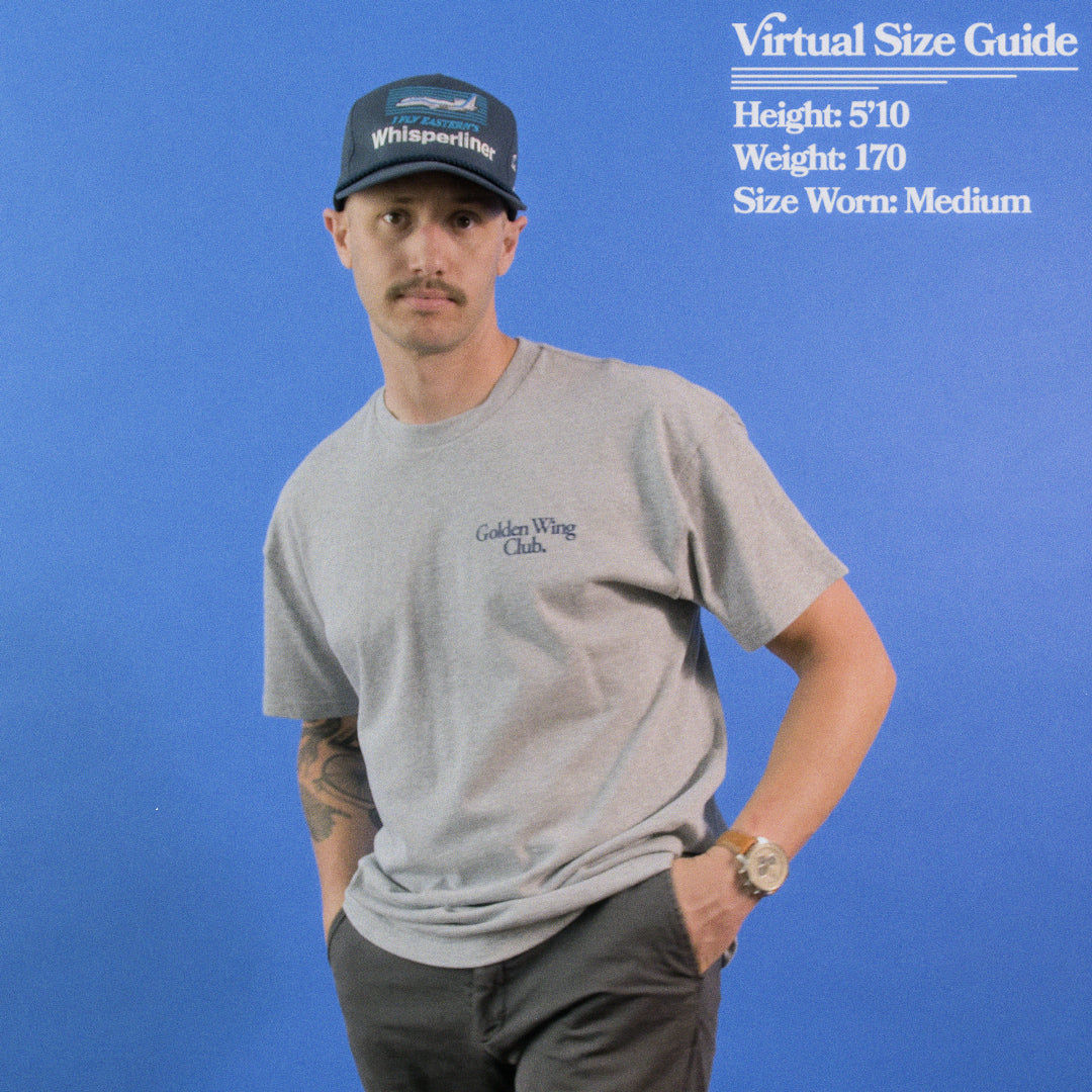 Man wearing 727 Shirt from Golden Wing Club